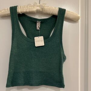 NWT Free People Intimately Forest Green Sleeveless Ribbed Crop